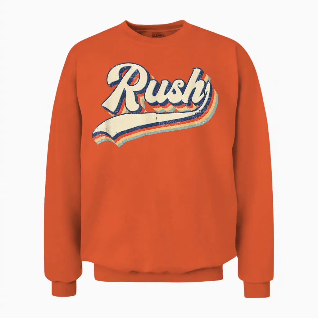 Rush Surname Vintage Retro Gift Men Women Boy Girl Unisex Sweatshirt in Orange