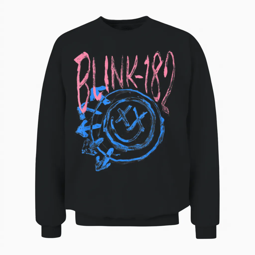 Official Blink-182 Smiley Unisex Sweatshirt in Black