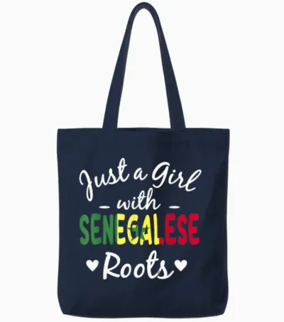 Just a Girl with Senegalese Roots, Senegalese Ancestry T-Shirt, Black, S Tote Bags - Navy