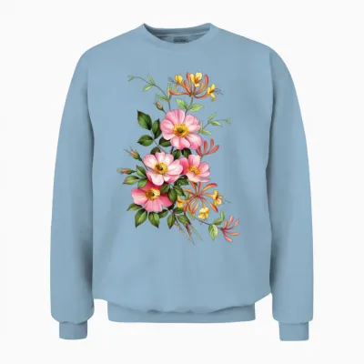 Petal Burst Floral Arrangement Unisex Sweatshirt - Light Blue