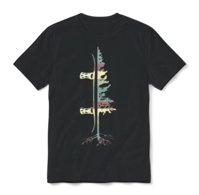 Vintage Pine Snowboard Snowboarding Gift Unisex T-Shirt - Black