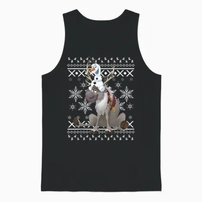 Disney Frozen Olaf Sven Riding Antlers Ugly Unisex Tank Top - Black