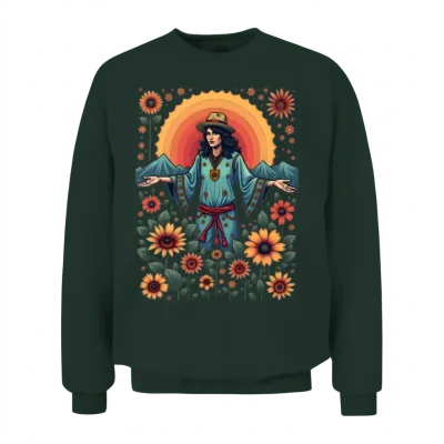 Groovy Vibes: Retro Style Unisex Sweatshirt - Forest