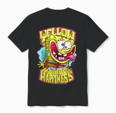 Sponge Bob - Squarepants Yellow Is the Color of Happiness T-Shirt, Black, S Unisex T-Shirt - Black