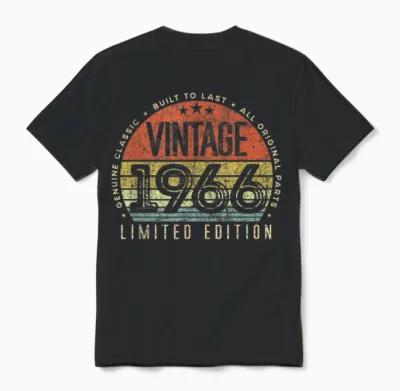 Vintage 1966 Limited Edition Retro Made in 1966 Men Women Unisex T-Shirt - Black