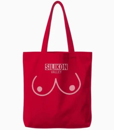 Funny Silicone Tits Outfit Silicon Valley Breasts Tote Bags - Red