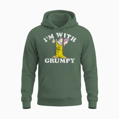 Disney Snow White & the Seven Dwarfs Dopey I'm with Grumpy Unisex Hoodie - Military Green