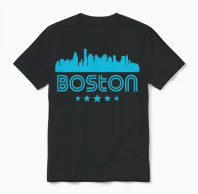 Retro Boston Skyline Unisex T-Shirt - Black