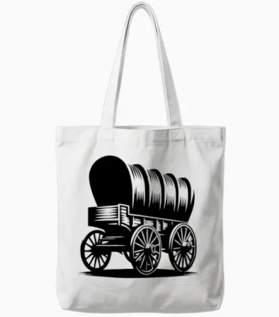 Covered Wagon for Horses Tote Bags - White