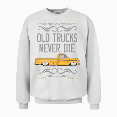 Old Trucks Chrome Yellow Unisex Sweatshirt - White