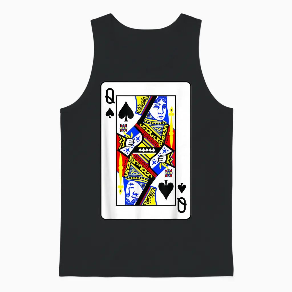 Pik-Women's Poker Card Games Playing Cards Black Jack T-Shirt, Black Unisex Tank Top in Black