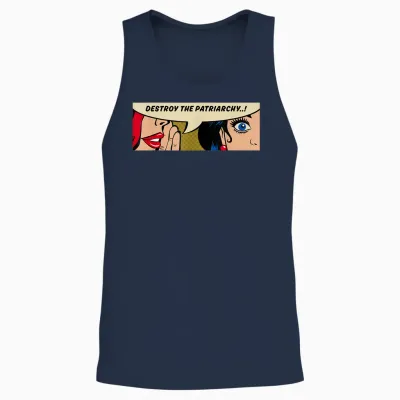 Destroy the Patriarchy - Women Whispering - Feministische Pop Art Unisex Tank Top - Navy