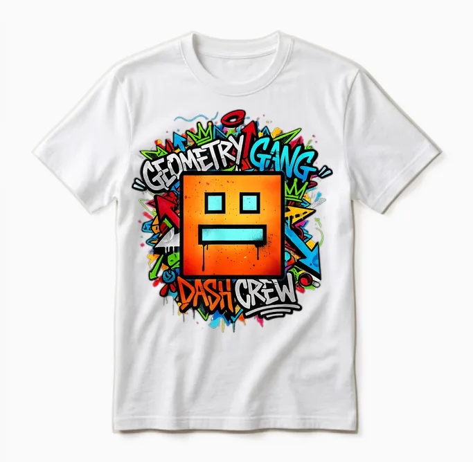 Geometry Gang Dash Crew Unisex T-Shirt in White