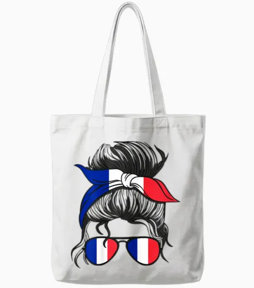 French Girl France French Girl France Women French Tote Bags - White