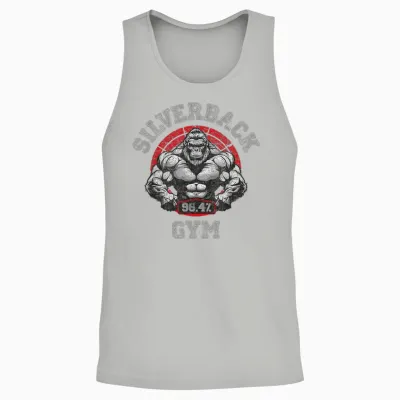 96.4% Silverback Gorilla, Gym Wear, Bodybuilding, Strong T-Shirt, Black, S Unisex Tank Top - Ash