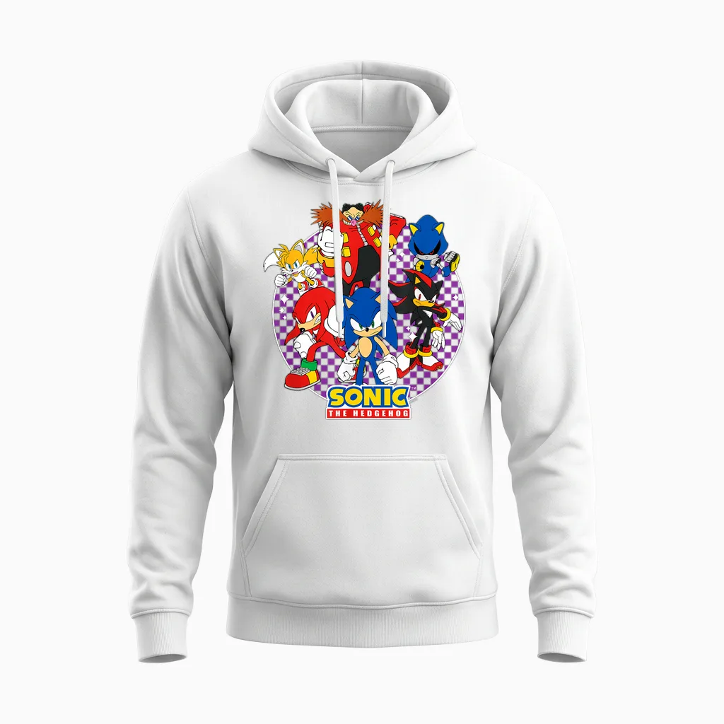 Sonic the Hedgehog Heroes & Villains Epic Portrait Unisex Hoodie in White