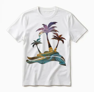 Colorful Sunset Palm Tree Silhouette Unisex T-Shirt - White