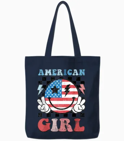 American Girl Toddler Teens Kids 4th of July Patriotic Tote Bags - Navy