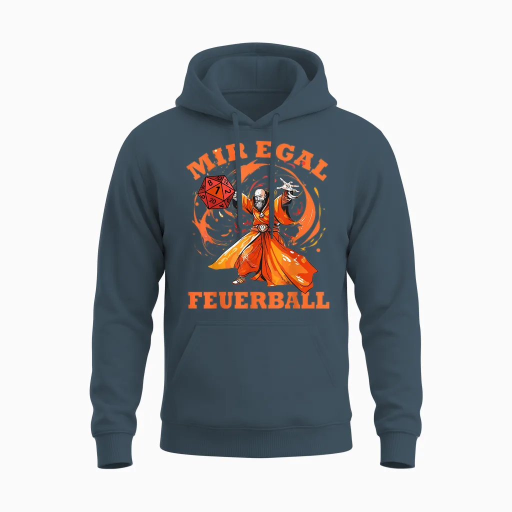 Rollenspiel Designs Lustig Hoch 5 - Magier Wirft Feuerball - Mir Egal Feuerball Zauberer T-Shirt (schwarz, S, Halbarm, Unisex-Jugendliche) Unisex Hoodie in Dark Heather