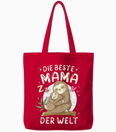 Die Beste Mama Der Welt, Faultier Mutter Mit Kind, Muttertag Tote Bags - Red