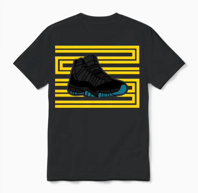 J11 23 Gamma Blue Unisex T-Shirt in Black