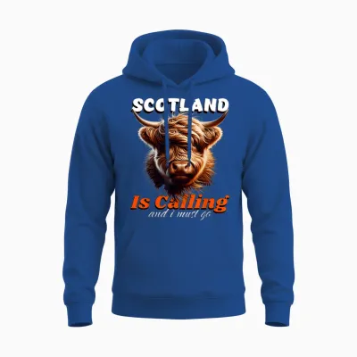 Scotish Cow Scotland Cow Calls Me and I Have to Go T-Shirt, Black, S Unisex Hoodie - Royal