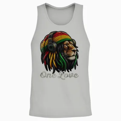 Jamaican Reggae Lion by Judah Rastafarian Lion T-Shirt, Black, S Unisex Tank Top - Ash