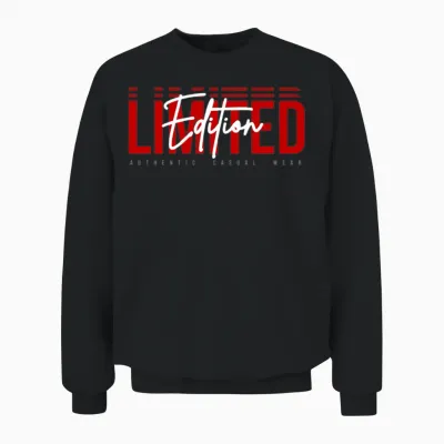 Limited Edition Bold Red Block with Script Unisex Sweatshirt - Black