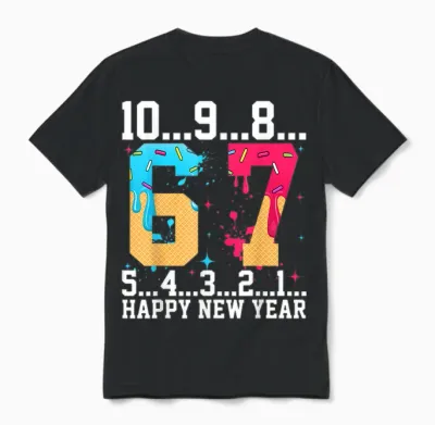 67 Happy New Year Six Seven Funny Countdown 2026 Unisex T-Shirt - Black