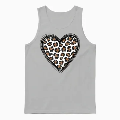 Leo Heart Cheetah Leopard Motif for Girls and Women Unisex Tank Top - Ash