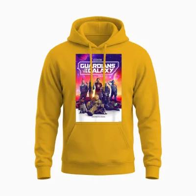 Marvel Guardians of the Galaxy Volume 3 Movie Poster T-Shirt, Black Unisex Hoodie - Gold