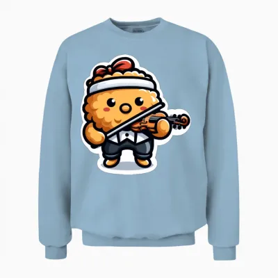 Violin Chicken Nugget Lover Chicken Nugget Violin Unisex Sweatshirt - Light Blue
