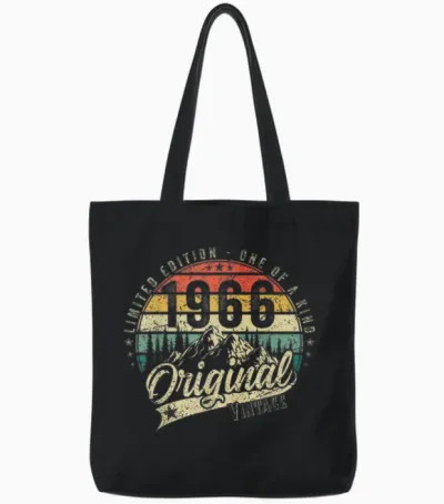 1966 Vintage Jahrgang Geburtstag Retro Herren Damen Geschenk Tote Bags - Black