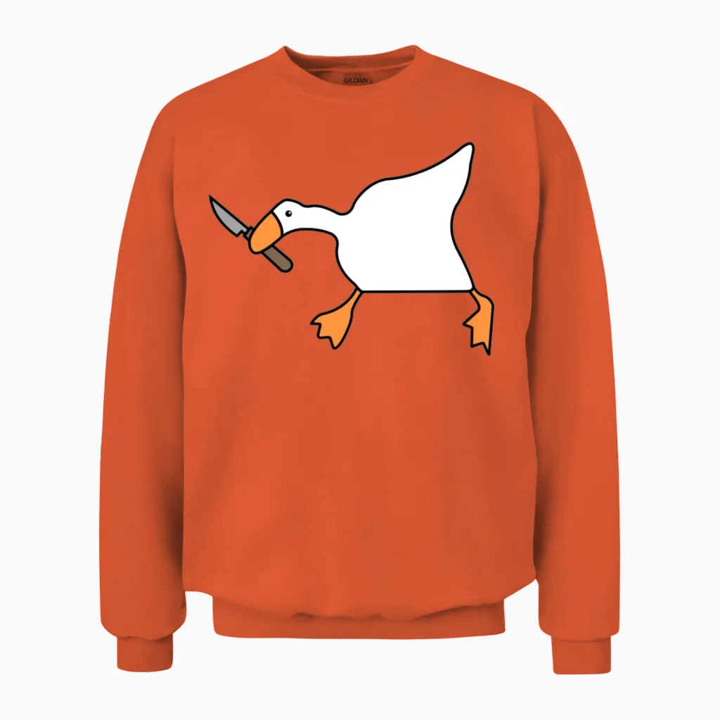 Funny Goose Murder Funny Unisex Sweatshirt in Orange