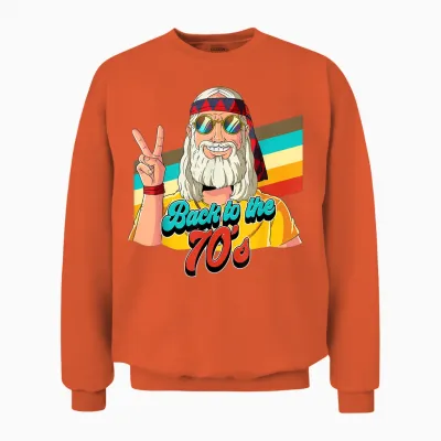 Back to the 70s T-Shirt, Black Unisex Sweatshirt - Orange