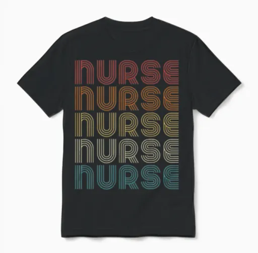 Vintage Registered Nurse Retro Unisex T-Shirt in Black
