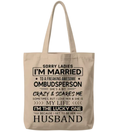Ombudsperson Funny Saying for Husband Tote Bags - Natural