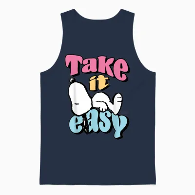 Peanuts - Snoopy Take It Easy T-Shirt, Black, S Unisex Tank Top - Navy