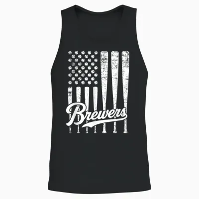 Vintage Brewers Baseball American Us Flag for Men Women Unisex Tank Top - Black