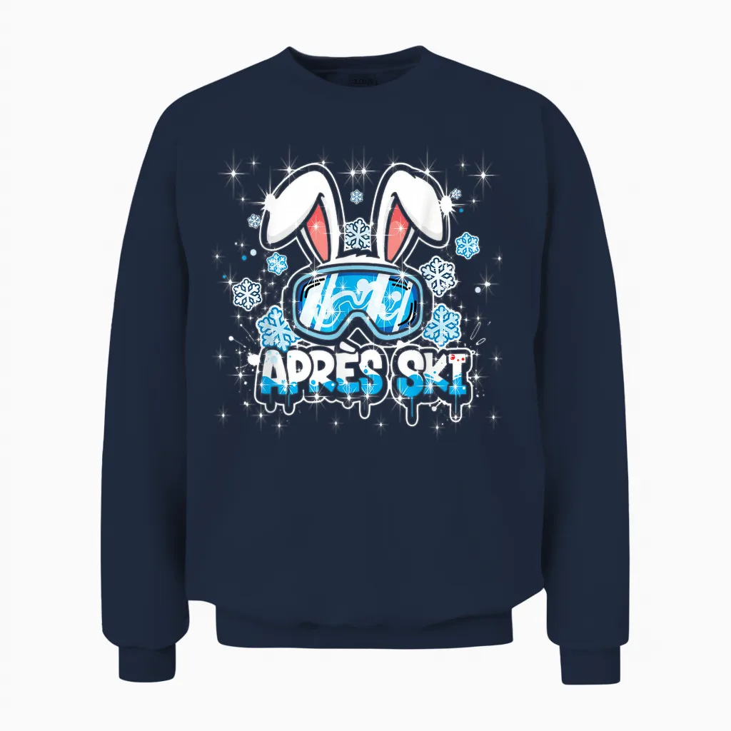 Cool Apres-Ski Crew Spruch Bunny Ski-Hase Sekt Prosecco Beer Unisex Sweatshirt in Navy