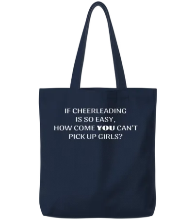 Funny Sarcastic Cheerleading Male Cheerleader Tote Bags - Navy