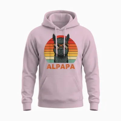 Funny Alpaca Dad Design Father's Day Unisex Hoodie - Light Pink