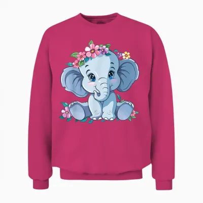 Niedlicher Elefant Mit Blumen I Kinder Elefant Unisex Sweatshirt - Heliconia