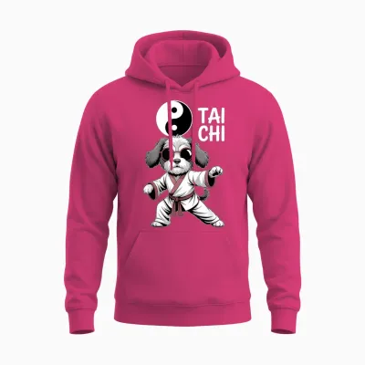 Chien De Tai Chi Drôle Arts Martiaux Yin Yang Cool Puppy Pose Unisex Hoodie - Heliconia