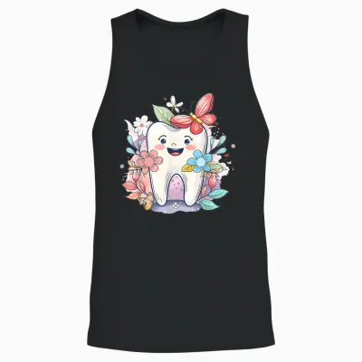 Niedlicher Zahn Mit Blume I Kinderzahn Unisex Tank Top - Black