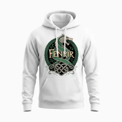 Fenrir Rustic Celtic Knot T-Shirt, Black, S Unisex Hoodie - White