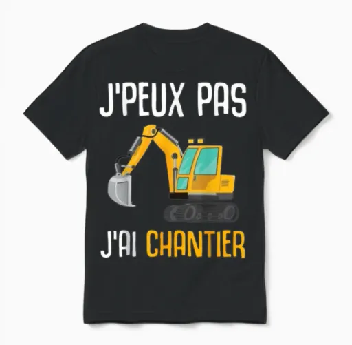 Construction Gift Excavator Humour I Can't I Have Construction Unisex T-Shirt in Black