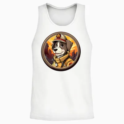 Dogs Firefighter / Fireman Dog Unisex Tank Top - White