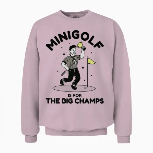 Mini Golf Retro Cartoon Unisex Sweatshirt in Light Pink