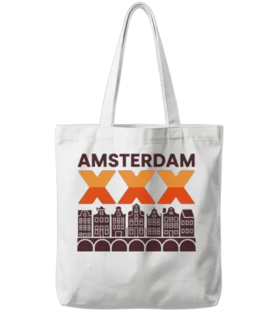 Amsterdam Triple X and Canal Houses Design Tote Bags - White